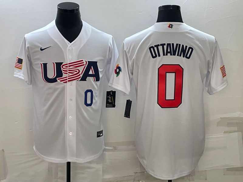 Men 2023 World Cub USA #0 Ottavino White Nike MLB Jersey1->more jerseys->MLB Jersey